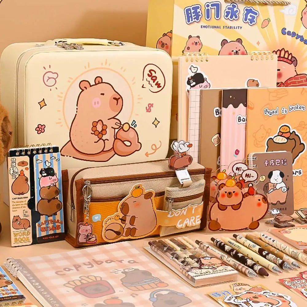 Large Capacity Gift Box Capybara Stationery Set Abundant Pencil Case Study Stationery Cute Back-to-school Gift Kit for Students