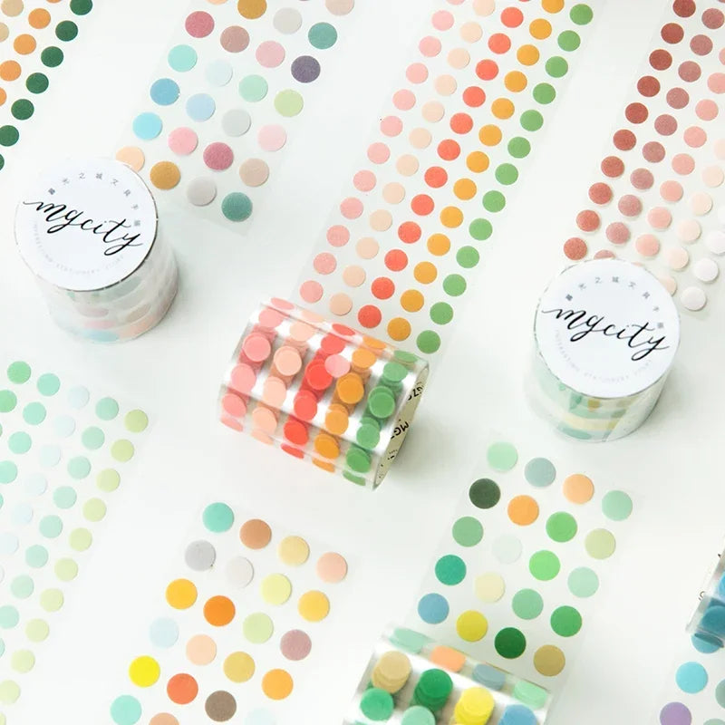 Yoofun 5*300cm Color Dots Decorative Adhesive Washi Tape Masking Tape DIY Scrapbooking Sticker Label Japanese Stationery