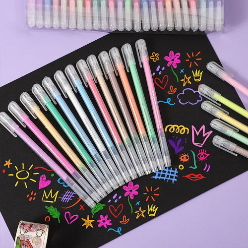 48 Colors Acrylic Highlight Gel Pen Set 1.0mm Tip for Student Hand Book Journaling Drawing Doodling Gel Pens Stationery Supplies
