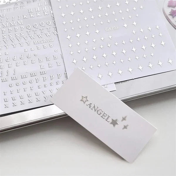 New Arrival 3pcs Set Silver Letters + Starburst + Star Toploader Decorative Stickers Stationery