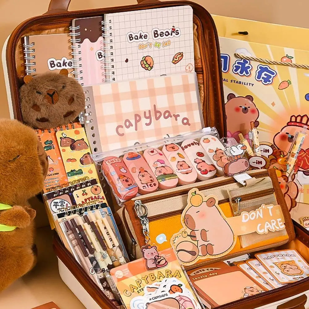 Large Capacity Gift Box Capybara Stationery Set Abundant Pencil Case Study Stationery Cute Back-to-school Gift Kit for Students